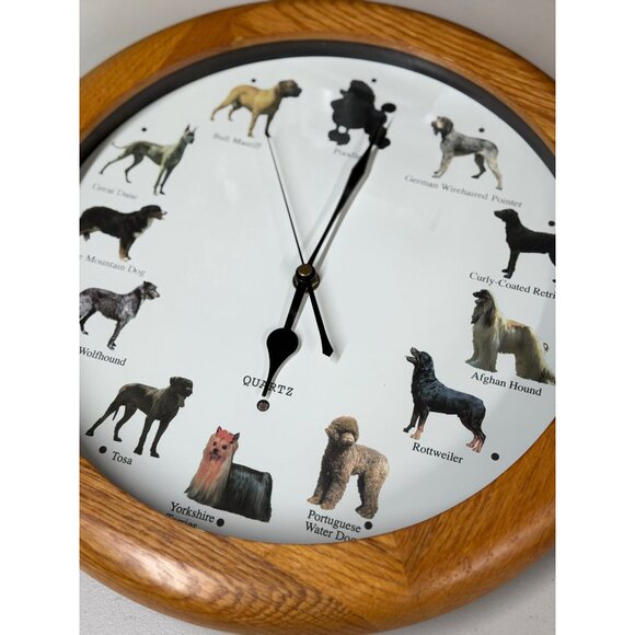 Quartz 13" Dog Breed Wall Clock w/ Barking Chime Sounds On/Off Feature Decor - Picture 4 of 6